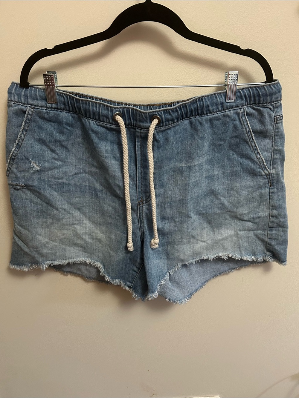 Women’s Light Blue Denim Drawstring Shorts